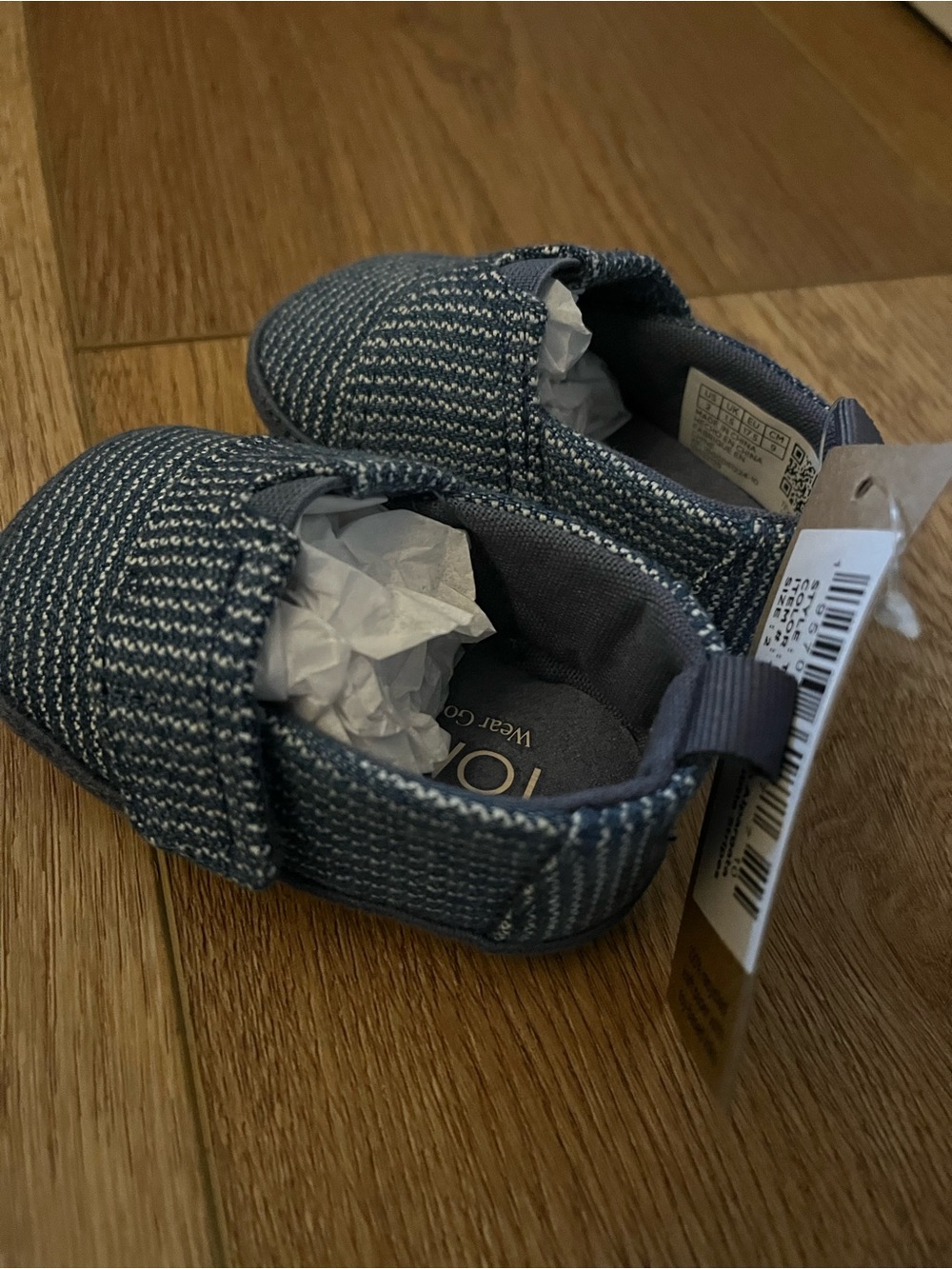 NWT Toms Baby/Toddler Slip-On Shoes in Denim Stripe